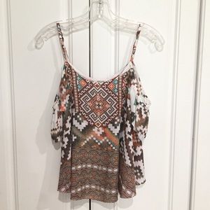 Cute Persaya Aztec print cold shoulder halter top